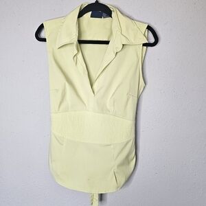 Cotton Works Womens Stretchy Slimming V Neck Waist Tie Sleeveless Size L‎ Large